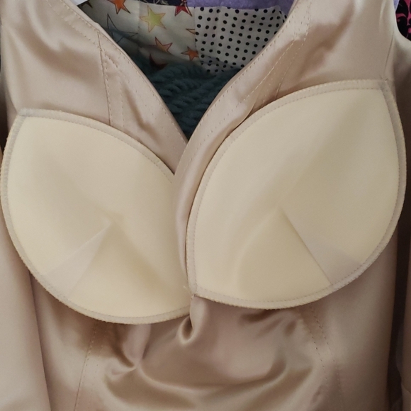 Champagne Formal Off The Shoulder Rinestone Belt With Added Padding On Chest - Picture 5 of 6